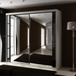 Szafa przesuwna SENSO 30 200 cm ze wstawkami dekoracyjnymi szklanymi i dwoma lustrami