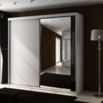 Szafa przesuwna SENSO 31 200 cm ze wstawką dekoracyjną szklaną i lustrem