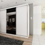 Szafa przesuwna SENSO 33 250 cm ze wstawką dekoracyjną szklaną i lustrem