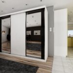 Szafa przesuwna SENSO 34 250 cm ze wstawkami dekoracyjnymi szklanymi i dwoma lustrami