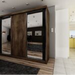 Szafa przesuwna SENSO 35 250 cm ze wstawkami dekoracyjnymi szklanymi i dwoma lustrami