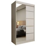 Szafa przesuwna MELIORA 120 z lustrem i listwami dekoracyjnymi biały