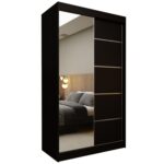 Szafa przesuwna MELIORA 120 z lustrem i listwami dekoracyjnymi czarny