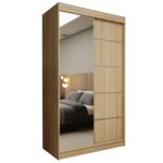 Szafa przesuwna MELIORA 120 z lustrem i listwami dekoracyjnymi dąb sonoma