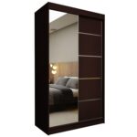 Szafa przesuwna MELIORA 120 z lustrem i listwami dekoracyjnymi wenge
