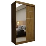 Szafa przesuwna MELIORA 120 z lustrem i listwami dekoracyjnymi dąb artisan