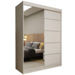 Szafa przesuwna MELIORA 150 z lustrem i listwami dekoracyjnymi biały