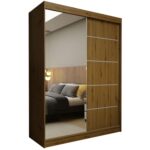 Szafa przesuwna MELIORA 150 z lustrem i listwami dekoracyjnymi dąb artisan