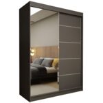 Szafa przesuwna MELIORA 150 z lustrem i listwami dekoracyjnymi grafitowy szary