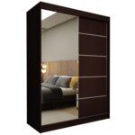 Szafa przesuwna MELIORA 160 z lustrem i listwami dekoracyjnymi wenge