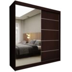 Szafa przesuwna MELIORA 200 z lustrem i listwami dekoracyjnymi wenge