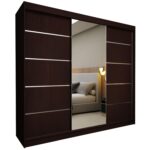Szafa przesuwna MELIORA 240 z lustrem i listwami dekoracyjnymi wenge