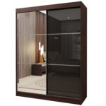 Szafa przesuwna SERENA 150 z panelem szklanym i listwami dekoracyjnymi wenge