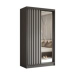 Szafa przesuwna ALMIRA 120 PLUS z dwiema szufladami, lustrem i lamelami grafitowy szary