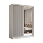 Szafa przesuwna ALMIRA 160 z lustrem i lamelami biały