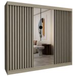 Szafa przesuwna ALMIRA 240 PLUS z czteroma szufladami, lustrem i lamelami kaszmir