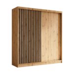 Szafa przesuwna ILARIA 200 PLUS z czteroma szufladami, lamelami dąb artisan