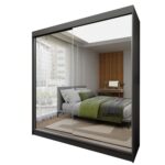 Szafa przesuwna FIORINA 200 PLUS z czteroma szufladami i dwoma lustrami grafitowy szary