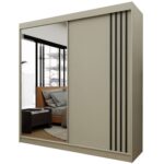 Szafa przesuwna VELORA 200 PLUS z czteroma szufladami, lustrem i lamelami kaszmir