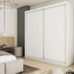 Szafa przesuwna ORNELLA 200 PLUS z czteroma szufladami minimalistyczna biały