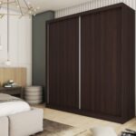 Szafa przesuwna ORNELLA 200 PLUS z czteroma szufladami minimalistyczna wenge