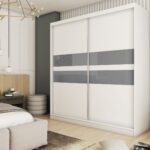 Szafa przesuwna EVANORA 200 z dwoma dekoracyjnymi panelami szklanymi biały