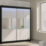 Szafa przesuwna VERONYA 200 z dekoracyjnymi lustrami czarny