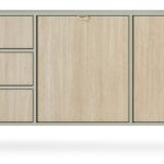 Komoda dwudrzwiowa FORI z trzema szufladami 158 cm eukaliptus