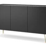 Komoda trzydrzwiowa ROSE 144 cm czarny, marmur black royal