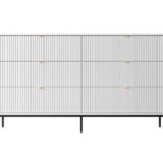 Komoda ORT z sześcioma szufladami 154 cm ryflowany front biały