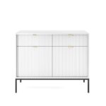 Komoda dwudrzwiowa ORT dwiema z szufladami 104 cm ryflowany front szary