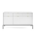 Komoda trzydrzwiowa ORT z trzema szufladami 154 cm ryflowany front szary