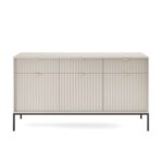 Komoda trzydrzwiowa ORT z trzema szufladami 154 cm ryflowany front kaszmir