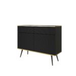 Komoda dwudrzwiowa CARO z dwiema szufladami 107 cm czarny, złoty