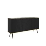 Komoda trzydrzwiowa CARO 160 cm czarny, złoty