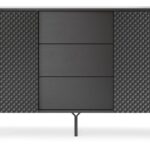 Komoda dwudrzwiowa ROYAL z trzema szufladami 144 cm frez diamentowy czarny