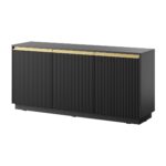 Komoda trzydrzwiowa ALDO 153 cm ryflowany front czarny