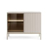 Komoda dwudrzwiowa SORO 103 cm przeszklona z LED kaszmir