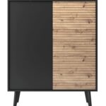 Komoda dwudrzwiowa SILA 104 cm ryflowany front czarny