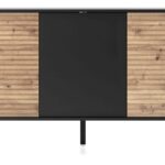 Komoda trzydrzwiowa SILA 154 cm ryflowany front czarny