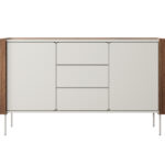 Komoda dwudrzwiowa RIRI z trzema szufladami 141 cm orzech warmia/biały