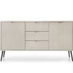 Komoda dwudrzwiowa ALURE z trzema szufladami 168 cm ryflowana kaszmir