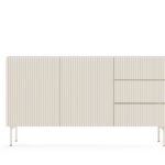 Komoda dwudrzwiowa LARTE z trzema szufladami 147 cm ryflowany front kaszmir