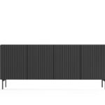 Komoda czterodrzwiowa LARTE 195 cm ryflowany front  czarny