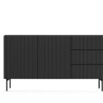 Komoda dwudrzwiowa LARTE z szufladami 147 cm ryflowany front czarny
