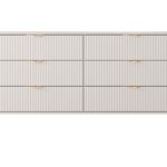 Komoda NEST z sześcioma szufladami 163 cm ryflowany front beż