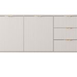 Komoda dwudrzwiowa NEST z trzema szufladami 163 cm ryflowany front beż