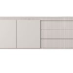 Komoda dwudrzwiowa CALMA z trzema szufladami 187 cm ryflowany front beżowy