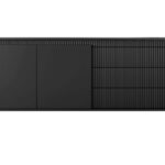 Komoda dwudrzwiowa CALMA z trzema szufladami 187 cm ryflowany front czarny