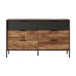 Komoda INFINITY z sześcioma szufladami 137 cm lamele kasztan/antracyt